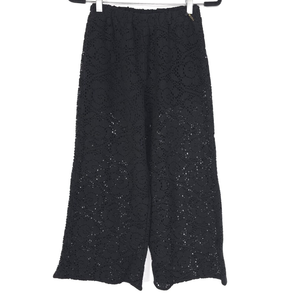NATION Women's New XS Pants Wide Leg Lace Semi Sheer ITALY MADE Black 4280FIL